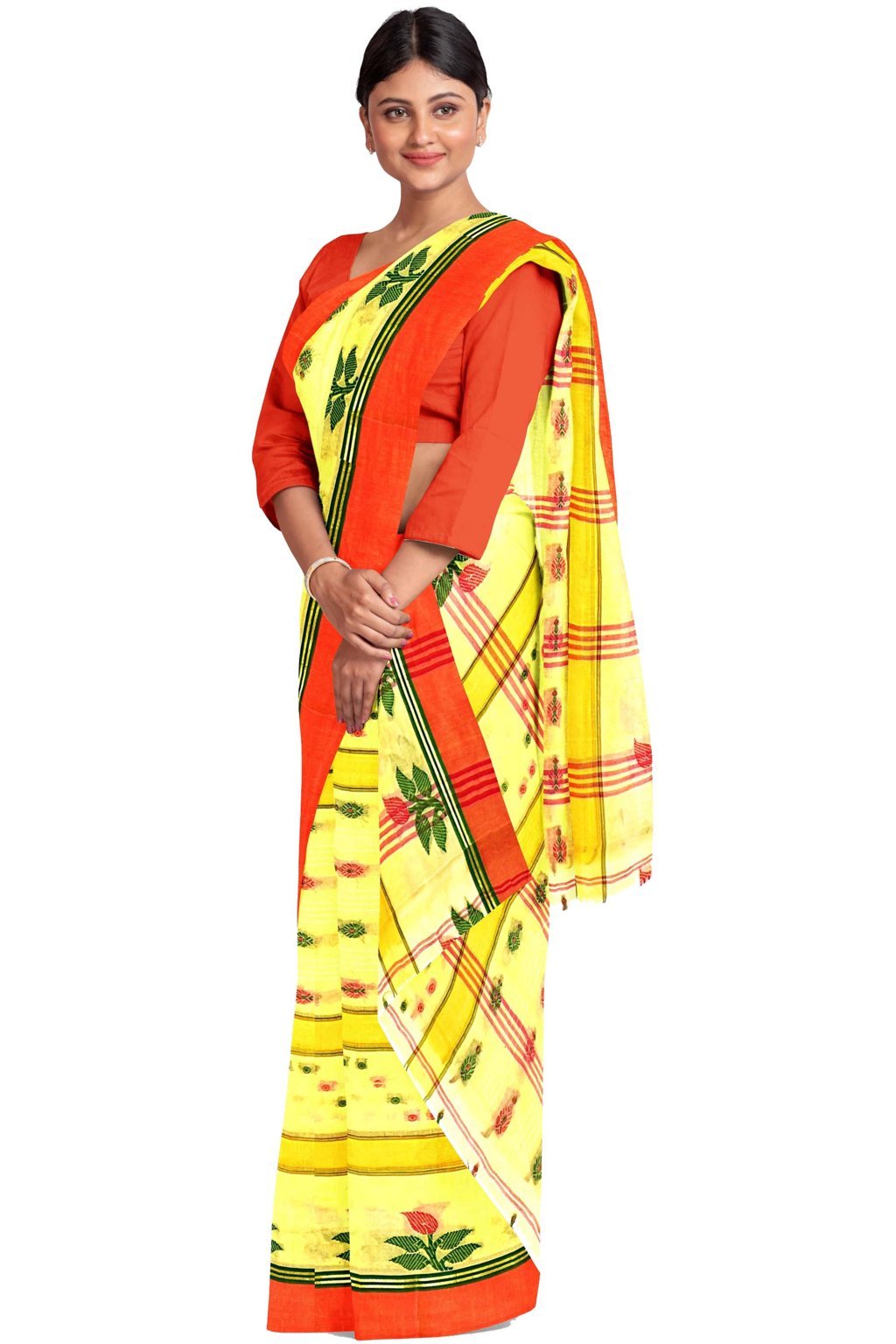 Yellow Pure Cotton Udichi Tant Saree (1157)
